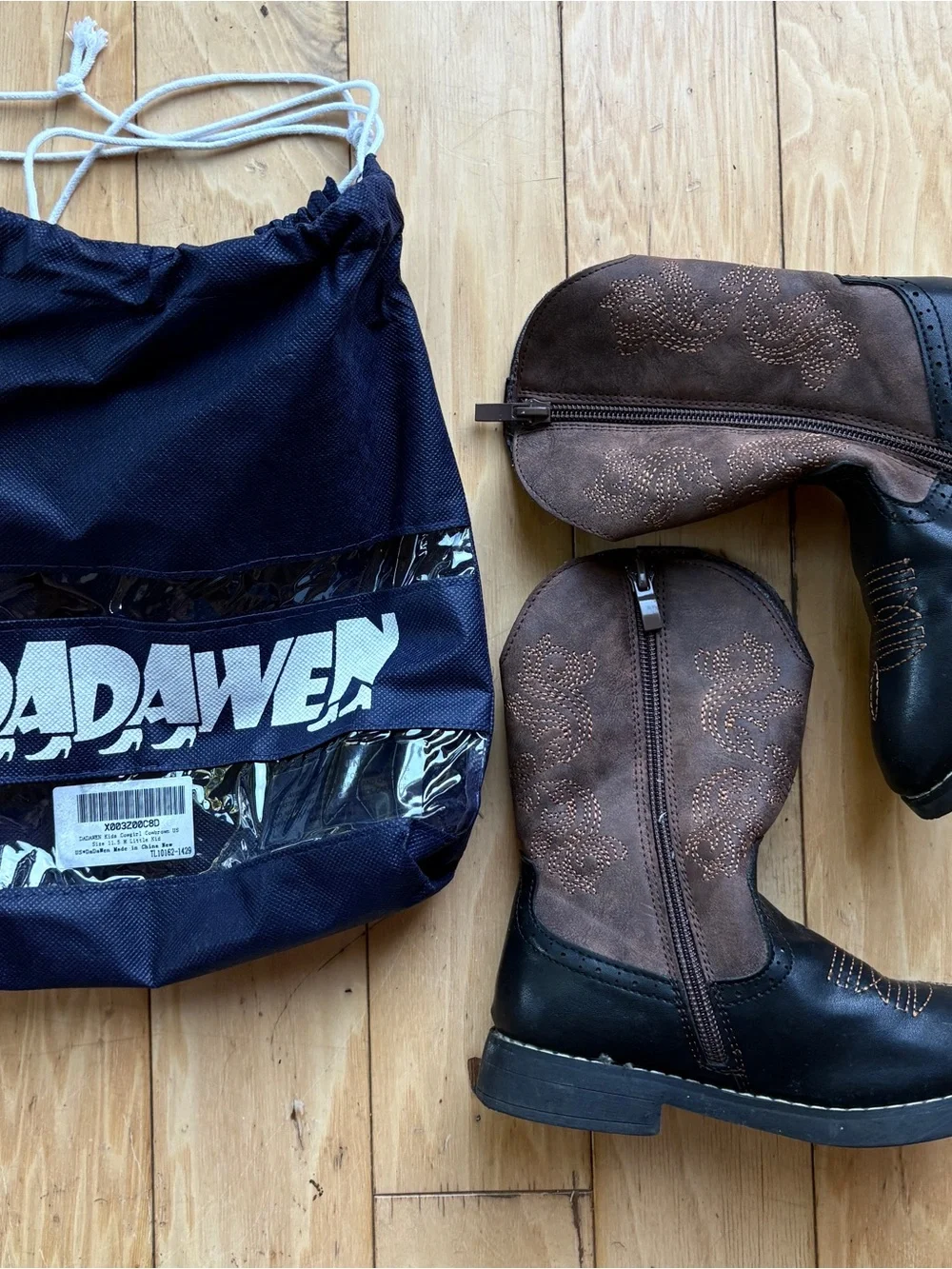 Kids Unisex Brown and Black Western Cowboy Boots